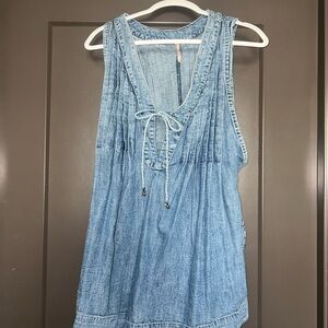 Free People Blue Denim Romper